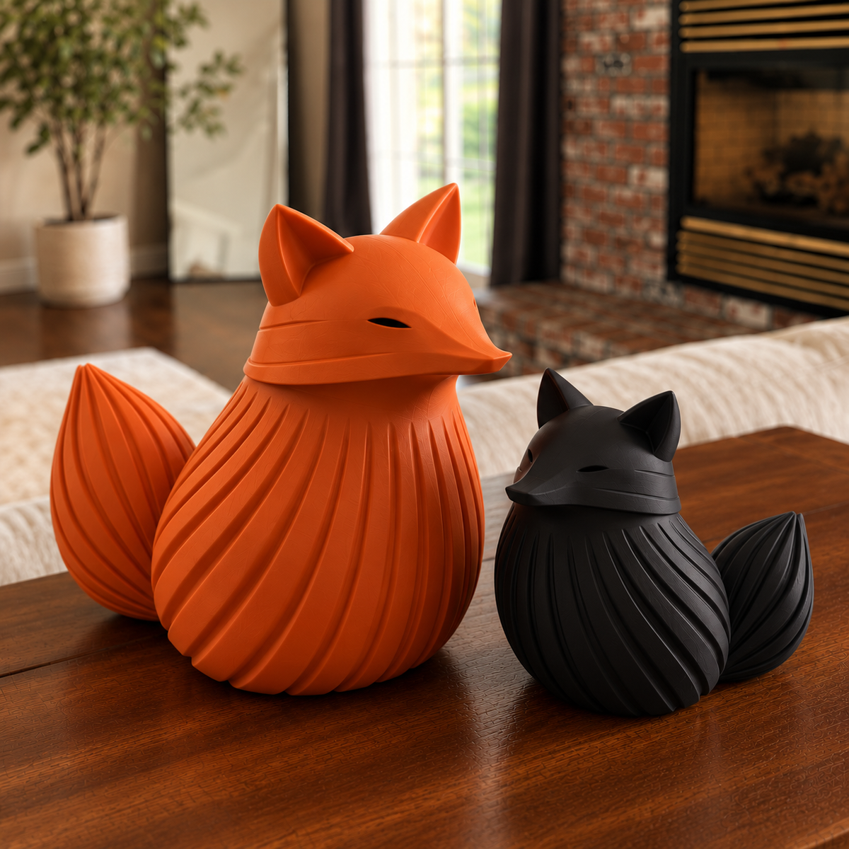 Modern Ribbed Fox Décor Set