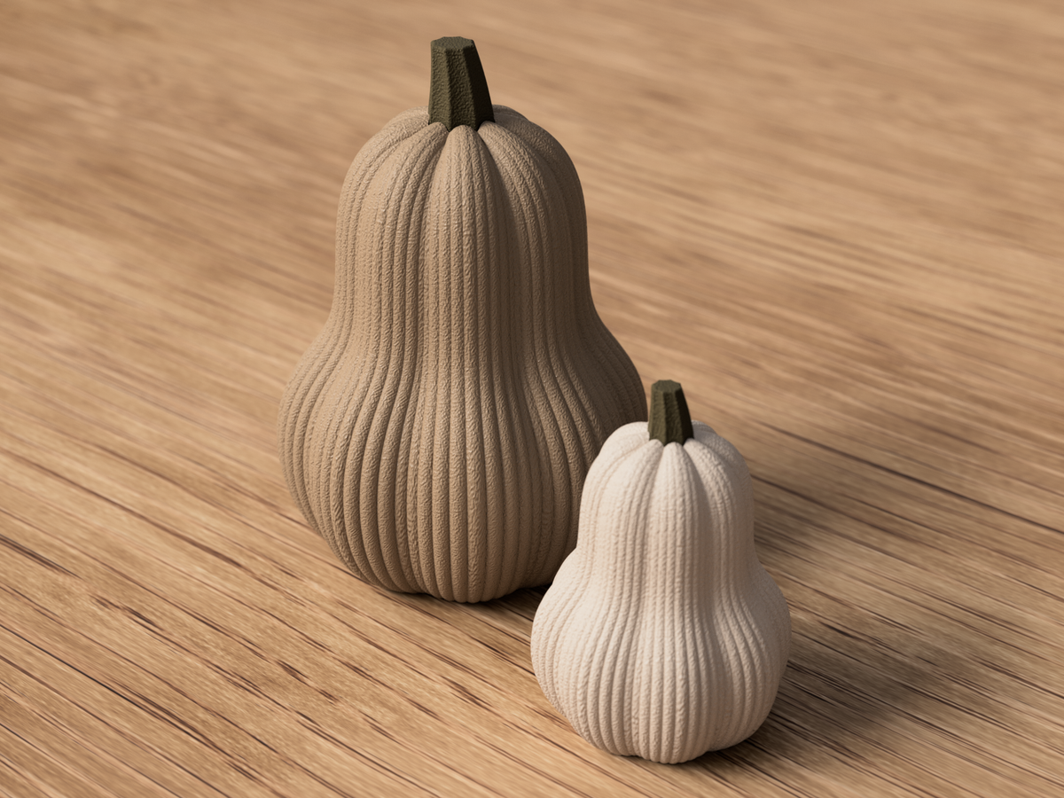 Modern Ribbed Butternut Pumpkin Decor Set