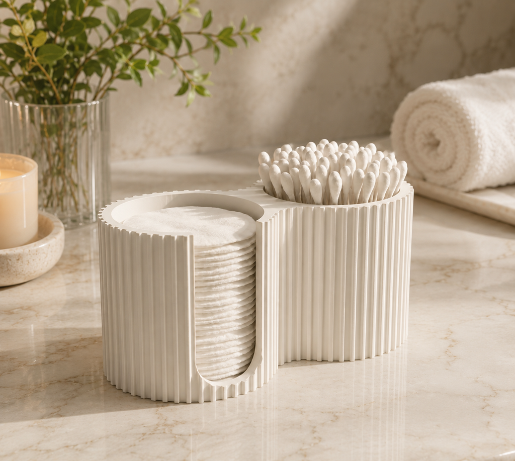 Ribbed Cotton Pad & Swab Organizer