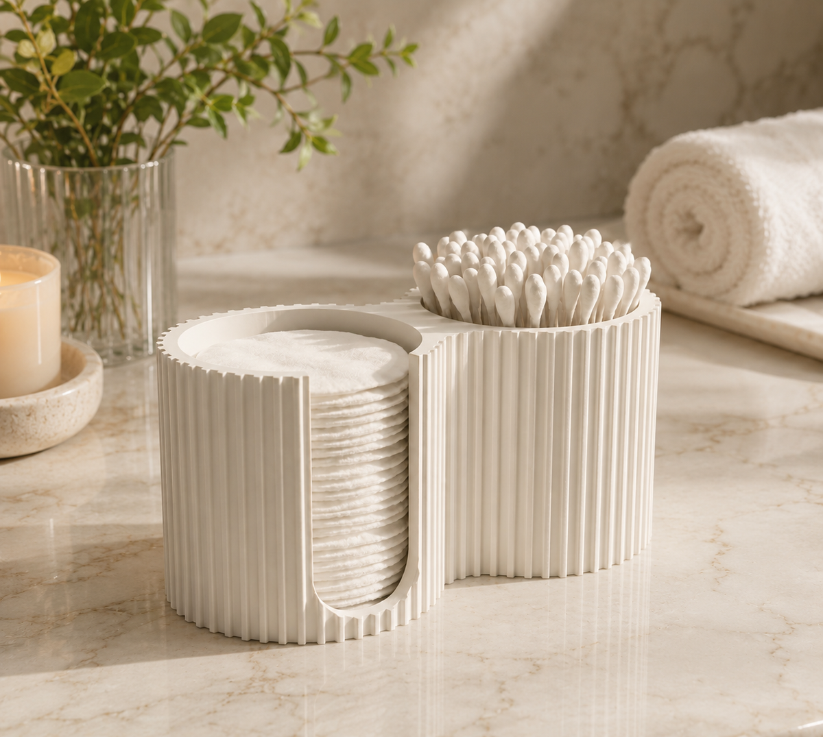 Ribbed Cotton Pad & Swab Organizer