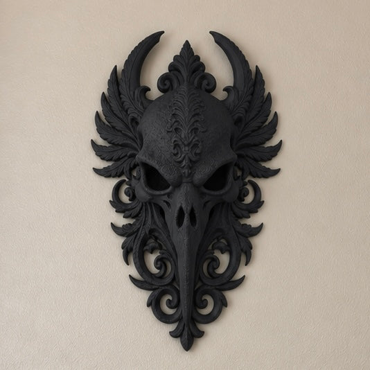 Gothic Raven Skull Wall Decor