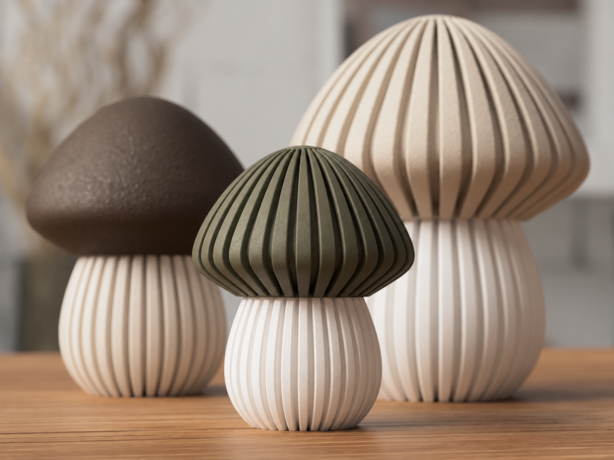Modern Ribbed Mushroom Decor Set