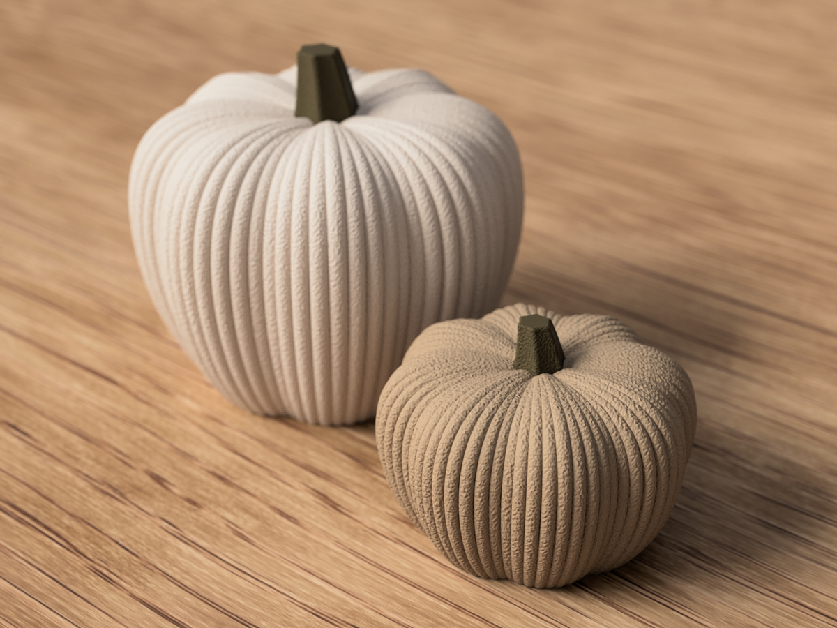 Modern Ribbed Pumpkin Decor Set