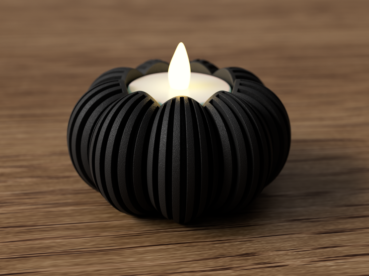 Ribbed Pumpkin Tealight Holder