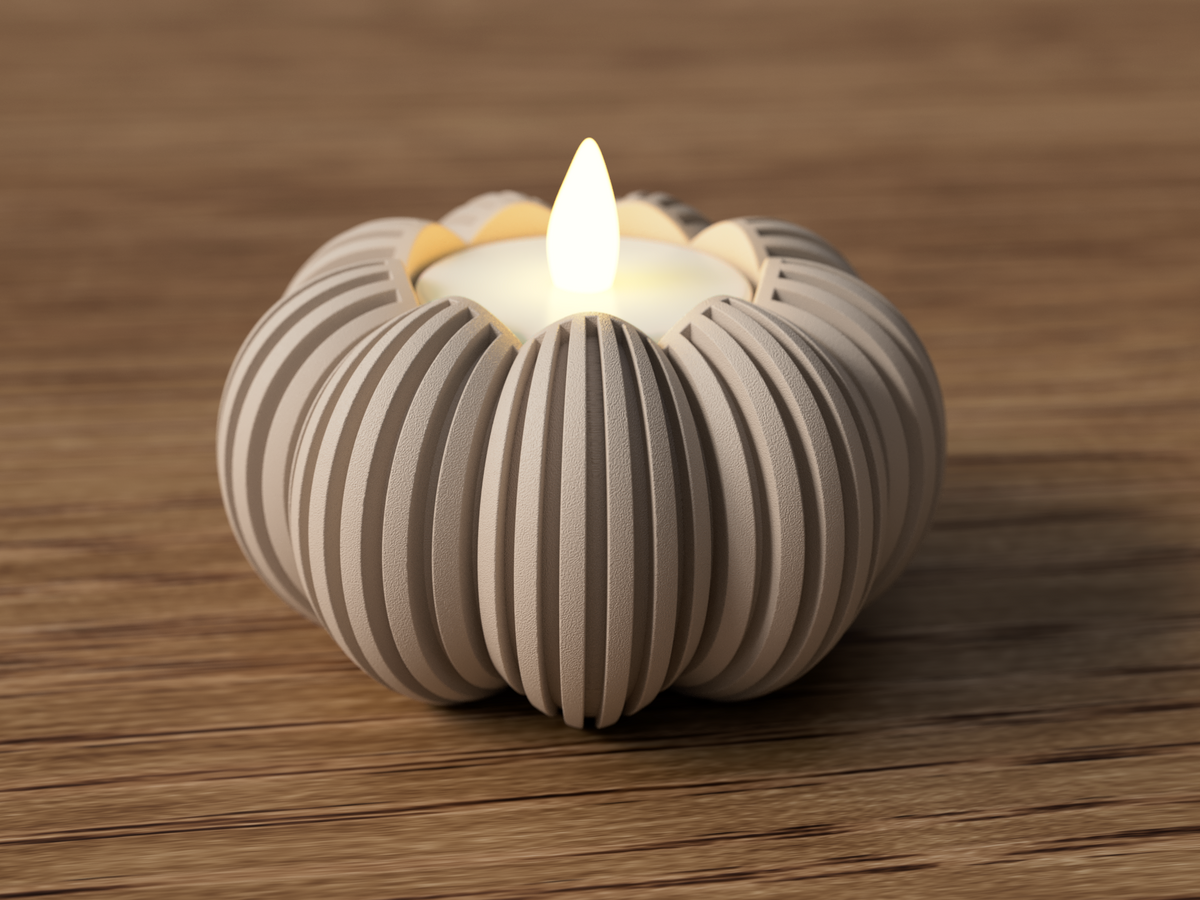 Ribbed Pumpkin Tealight Holder