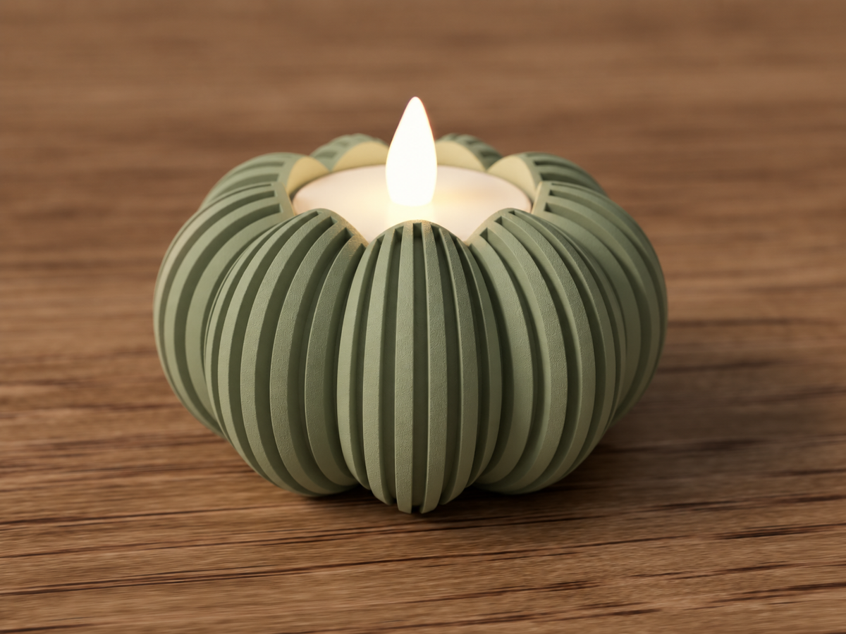 Ribbed Pumpkin Tealight Holder