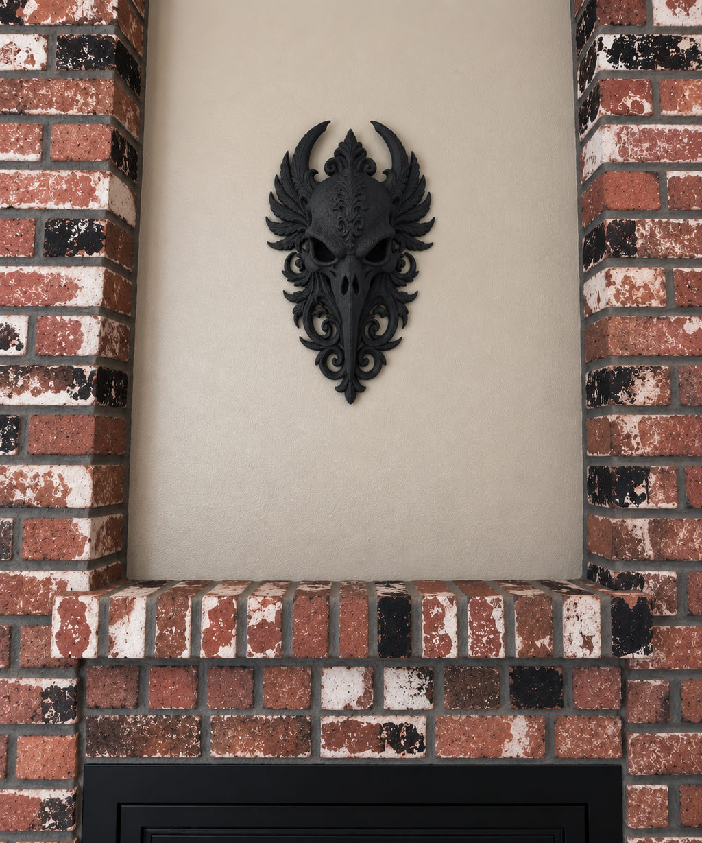 Gothic Raven Skull Wall Decor