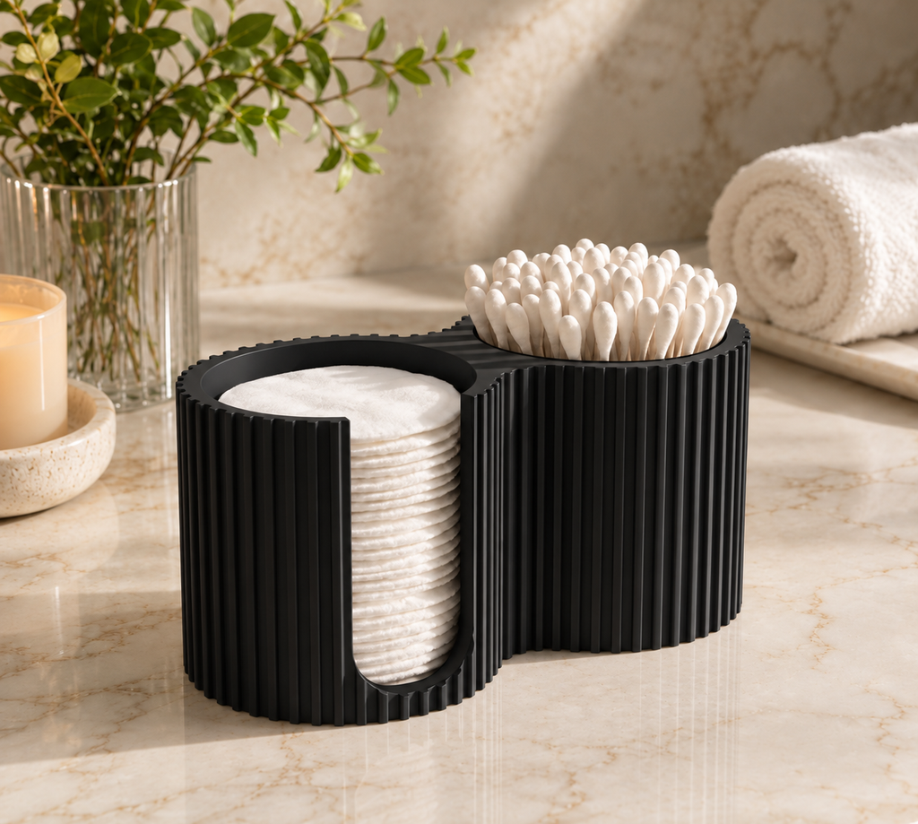 Ribbed Cotton Pad & Swab Organizer