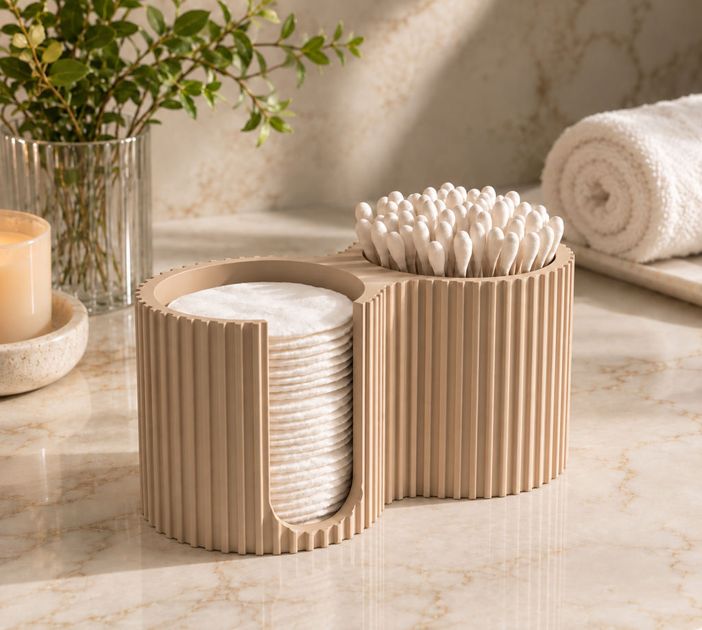 Ribbed Cotton Pad & Swab Organizer